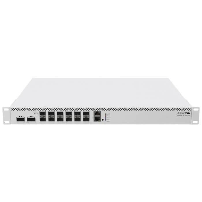 MikroTik CCR2216 12 Port SFP28 and QSFP28 Router featuring a 16 core processor.