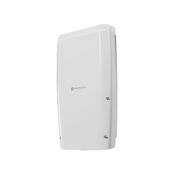 MikroTik FiberBox Plus 4 SFP+ Outdoor Switch displayed against a neutral background.