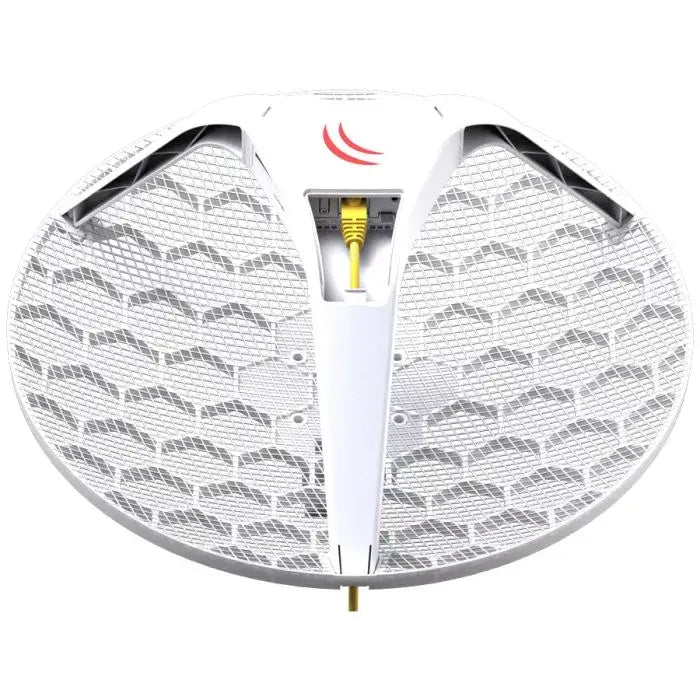 Image of MikroTik LHG 5 24.5dBi PtP CPE Tripack showing the product design and features.