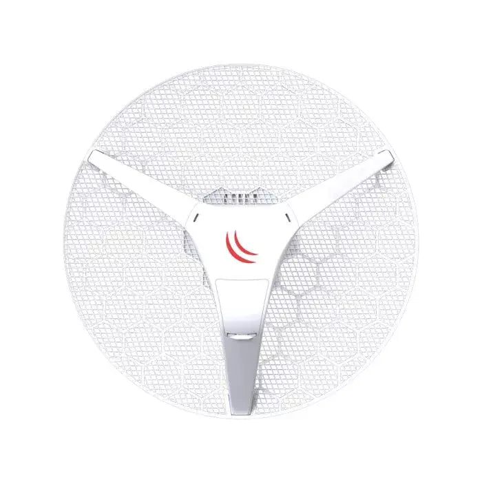MikroTik LHG 5 24.5dBi Point-to-Point CPE Tripack, featuring three units designed for high-performance wireless connectivity.