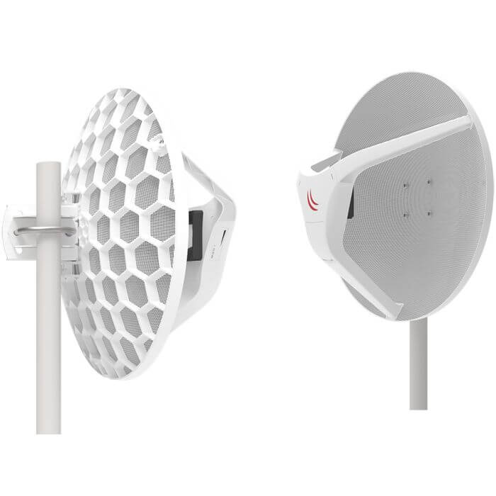 MikroTik LHG Wireless Wire Dish 60GHz Kit showing the product design and features.