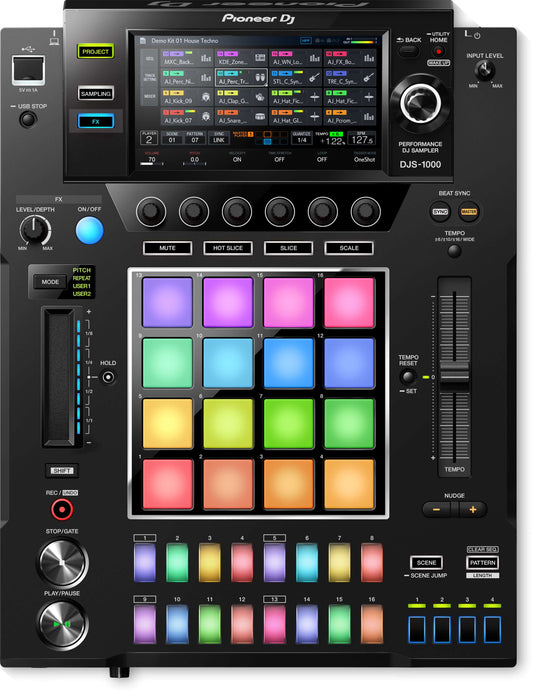Pioneer DJS-1000 standalone sampling and sequencing machine designed for DJs, showcasing its sleek interface and features.