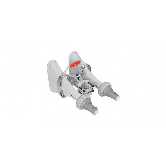 RF Elements 4x4 Wideband 90° Asymmetrical Horn Antenna displayed against a white background.