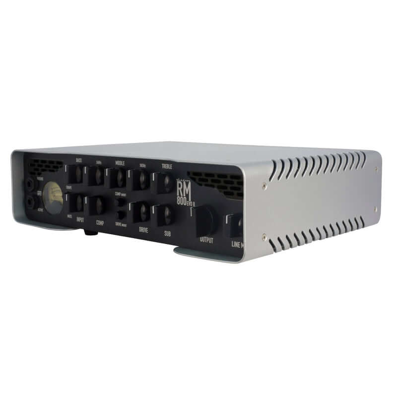 ASHDOWN RM-800 EVO II 800W Bass Amplifier Head with Tone Shaping, showcasing its sleek black design and controls.