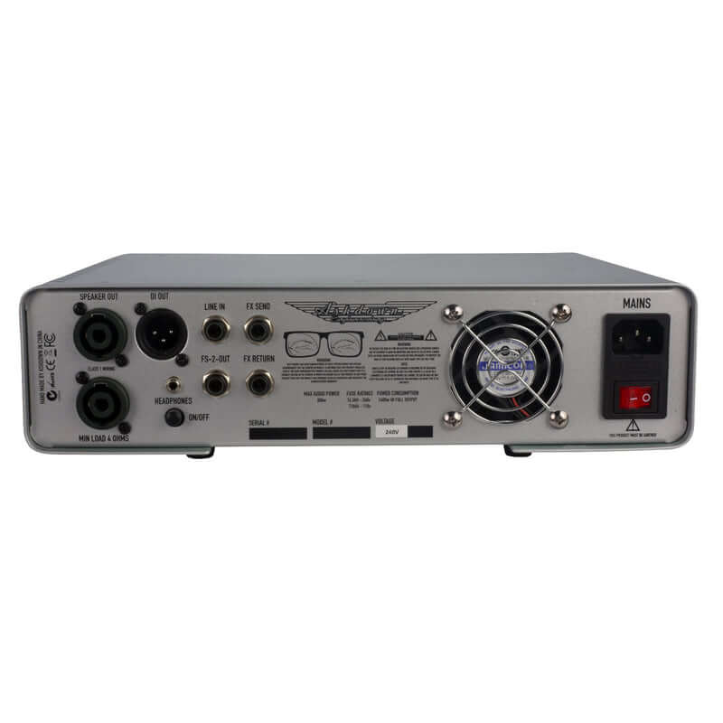 ASHDOWN RM-800 EVO II 800W Bass Amplifier Head with Tone Shaping, featuring a sleek black design and rear view showing connectivity options.