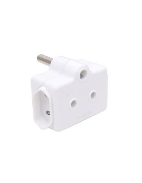 Acconet Safety Shuttered Adaptor with one 16A and two 5A sockets, designed for safe electrical connections.
