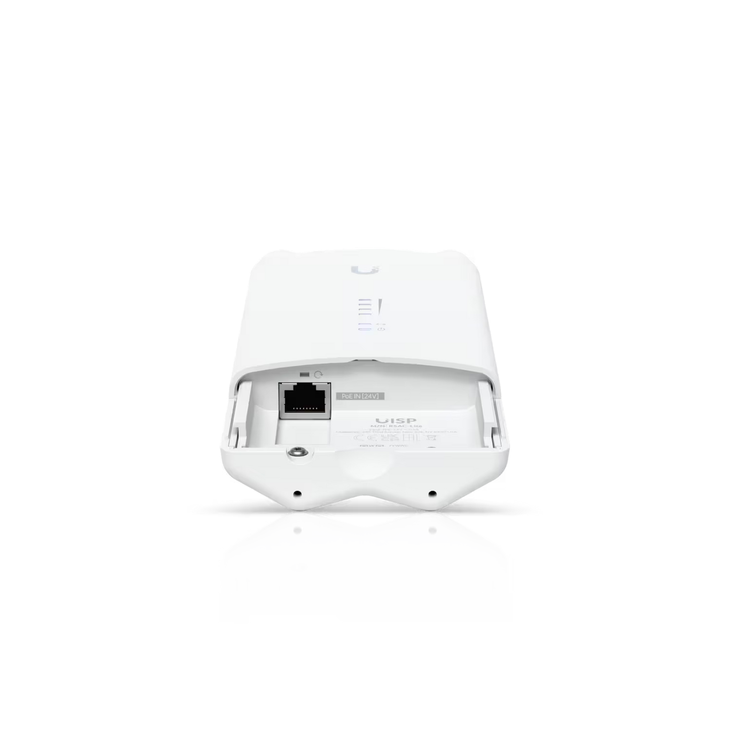 Installation guide for the Ubiquiti UISP airMAX Rocket Lite AC 5GHz Radio, providing visual instructions.
