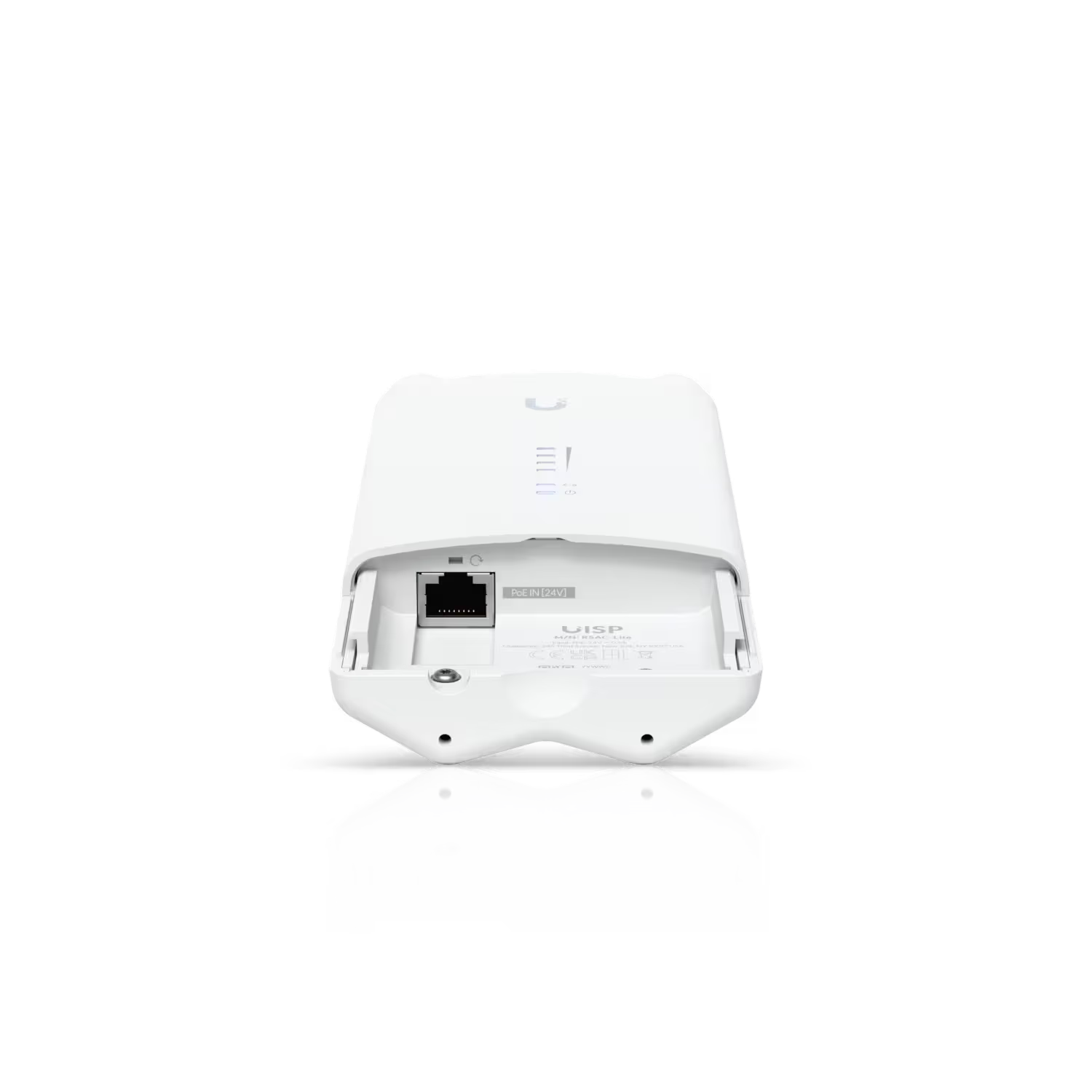 Installation guide for the Ubiquiti UISP airMAX Rocket Lite AC 5GHz Radio, providing visual instructions.