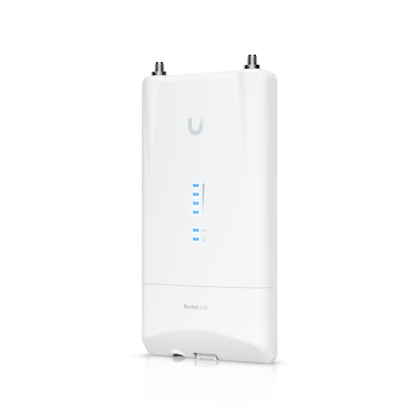 Side view of the Ubiquiti UISP airMAX Rocket Lite AC 5GHz Radio, displaying its compact profile.