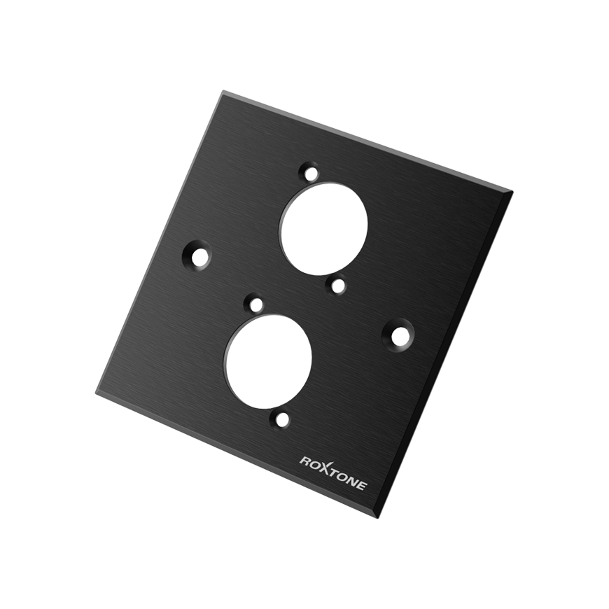 ROXTONE Double Black Blank Wallplate for Standard Connectors, model RWPA60-2-BK.