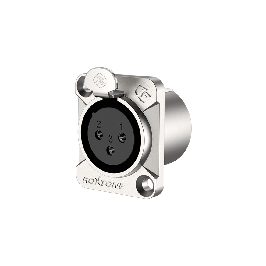 ROXTONE Leader Series 3-Pole XLR Female Chassis Connector with Nickel Plated Shell