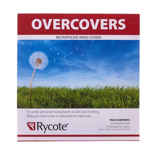 RYCOTE Overcovers Advanced Grey pack containing 25 stickers and 5 windscreens designed for lavalier microphones.