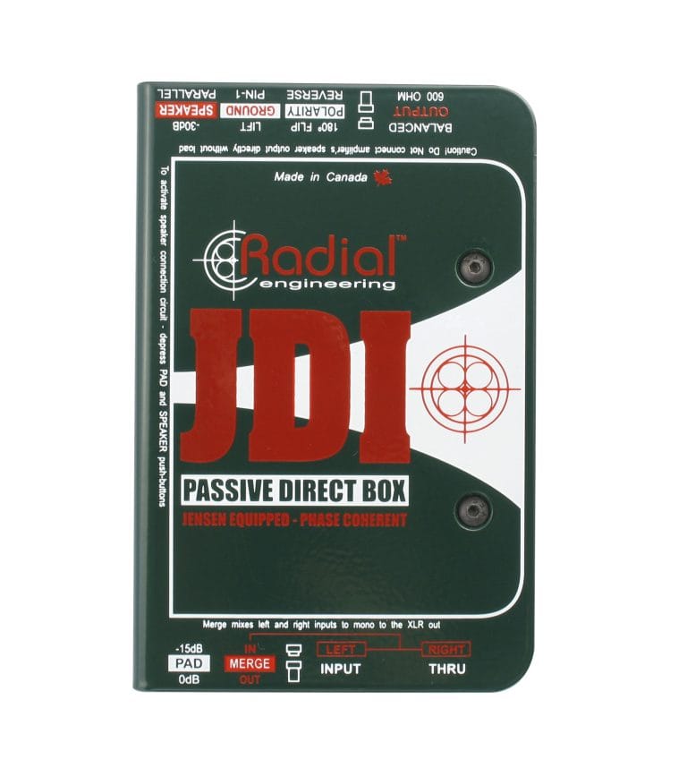 Top view of the Radial JDI Passive Direct Box for keyboards, bass, and acoustic instruments.