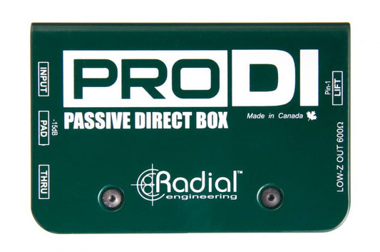 Top view of the Radial ProDI Passive Direct Box for professional audio performance.