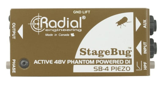 Top view of the Radial StageBug SB-4 Piezo DI Box for piezo-equipped instruments.