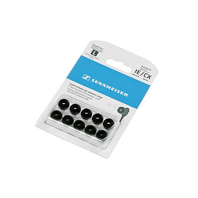 Sennheiser Basic Ear Adapter L in black, featuring 5 pairs designed for premium comfort and fit.