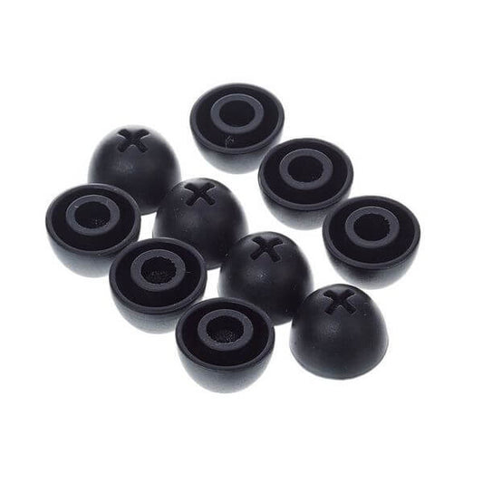 Black replacement ear pads for Sennheiser HDE 2020, consisting of a set of 10 rubber earpads.