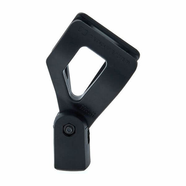 Sennheiser MZQ 3072 Easy Release Clamp in black, designed for SKM 3000/5000/5200 microphones, showcasing its sturdy design and functionality.