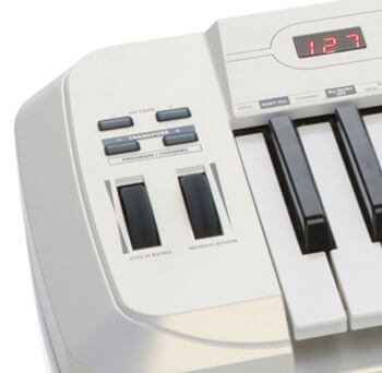 Samson Carbon 49 USB MIDI Keyboard Controller showcasing its LED controls and design.
