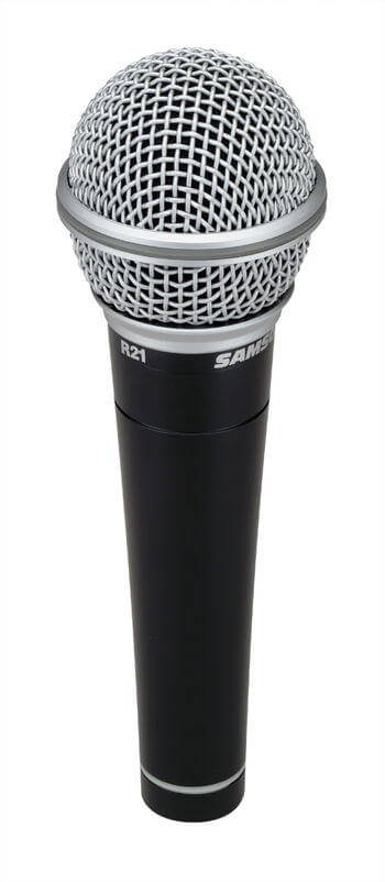 Samson R21 dynamic cardioid vocal microphones in a 3-pack with carry cases and clips.