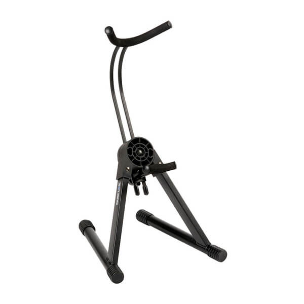 K&M Athletic Saxophone Stand designed for Alto and Tenor Saxophones, featuring durable steel and ABS construction.