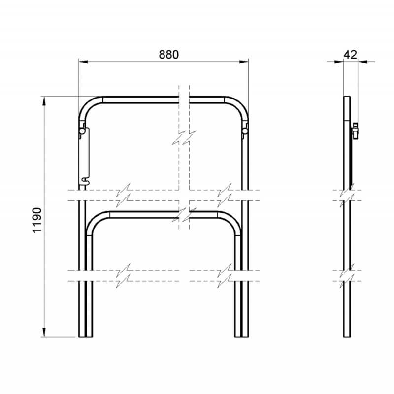 ALUSTAGE SBS14 Steel Handrail for SCA-05 Panther Deck, a 1 meter safety railing designed for durability and safety.