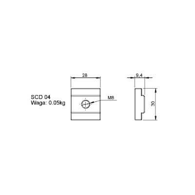 ALUSTAGE W.SCD 04 Assembly Insert for Stage Platforms, compatible with M8 and M10 screws, shown in a detailed image.