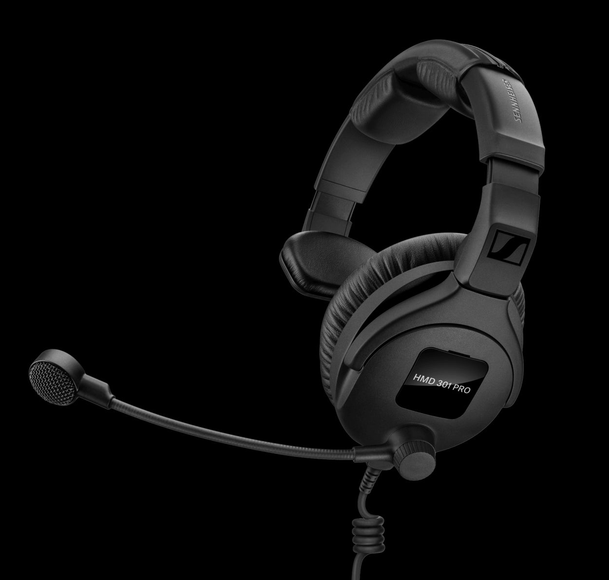 Image of the Sennheiser HMD 301 PRO Monaural Broadcast Headset, featuring a circumaural design and shown without a cable.