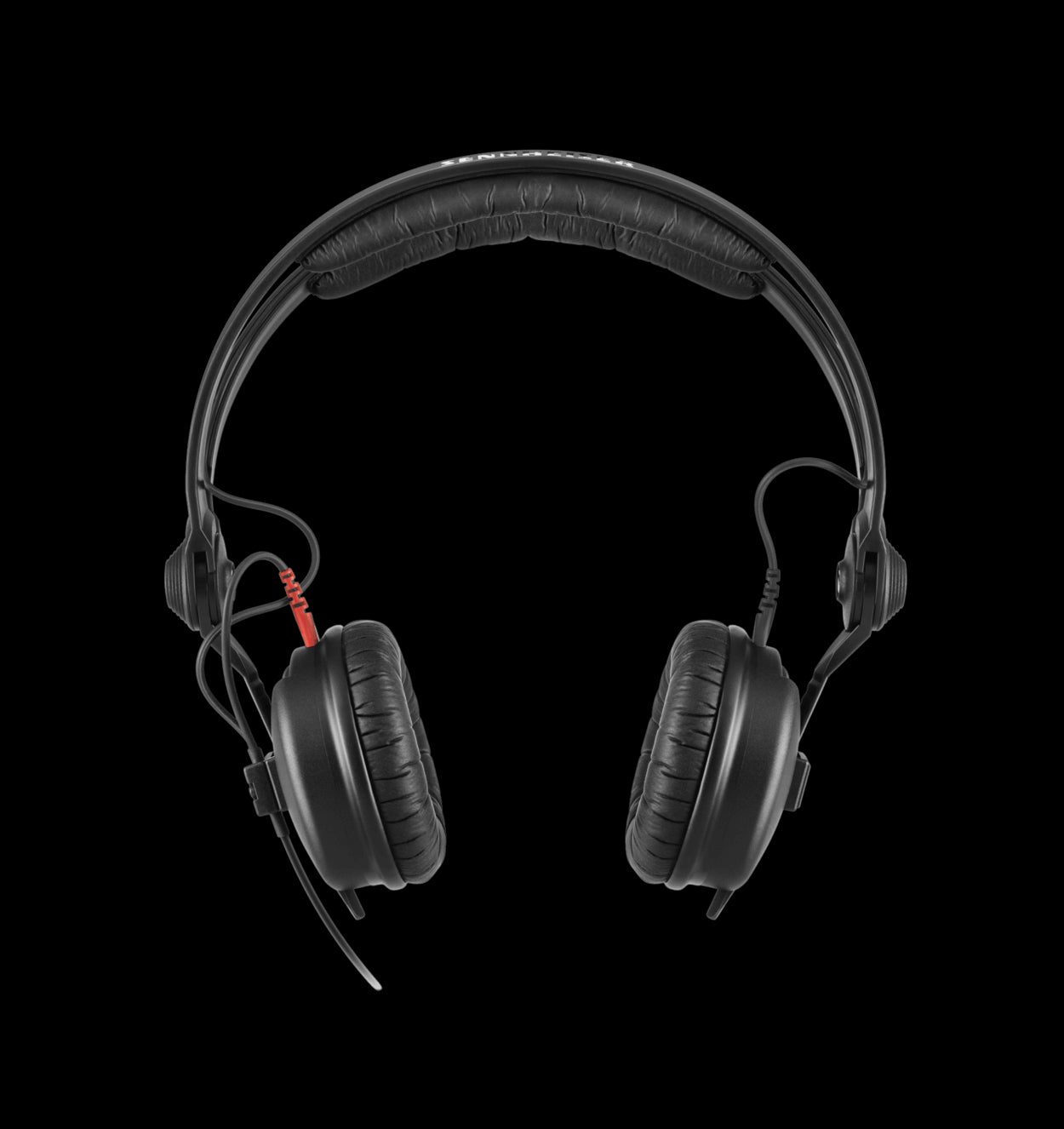 Front view of Sennheiser HD 25 PLUS Headphones featuring a 3-meter cable and 3.5mm angled jack