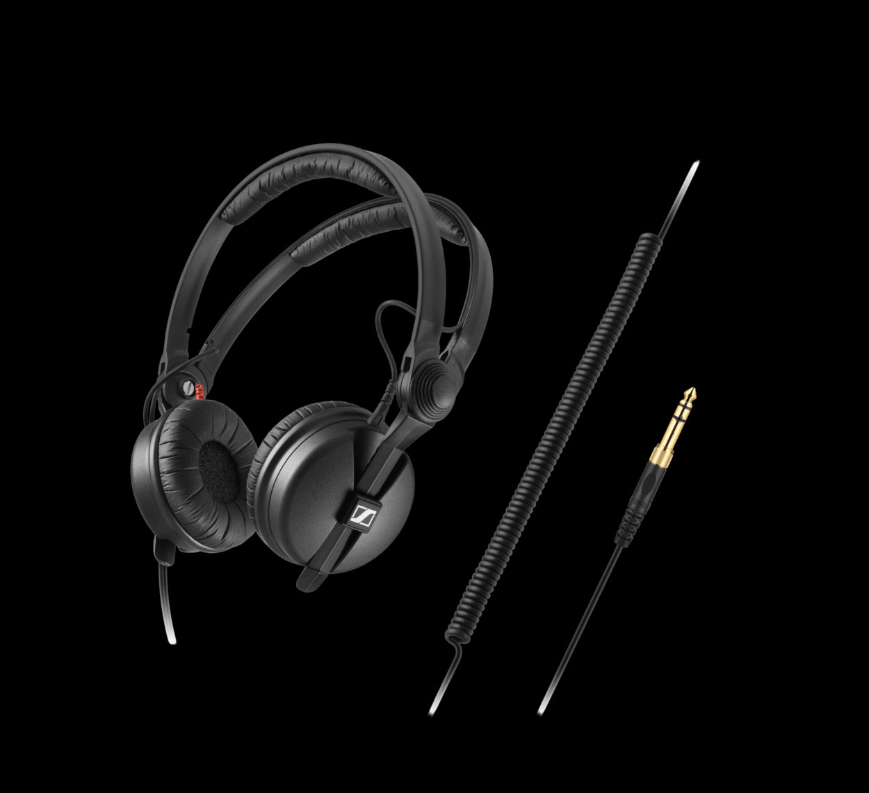 Sennheiser HD 25 PLUS headphones featuring a 3-meter cable and a 3.5mm angled jack
