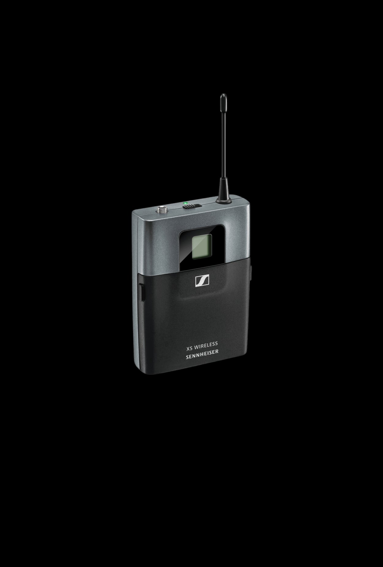 Sennheiser XSW 2-ME3-B Wireless Headmic Set, 614-638MHz, showing the bodypack transmitter from a front view.