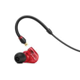Sennheiser IE 100 PRO Red In-ear Headset with a 1.3m cable, soft pouch, and ear adapters in sizes S, M, and L.