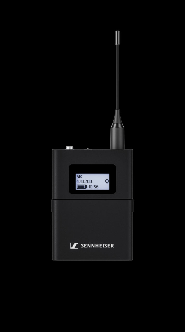 Front view of the Sennheiser EW-DX SK (S1-10) wireless microphone transmitter.