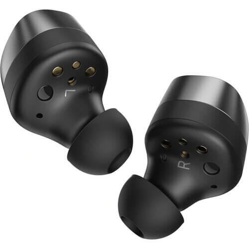 Sennheiser MOMENTUM True Wireless 4 earbuds in black graphite color, featuring adaptive ANC and Bluetooth 5.4 technology.