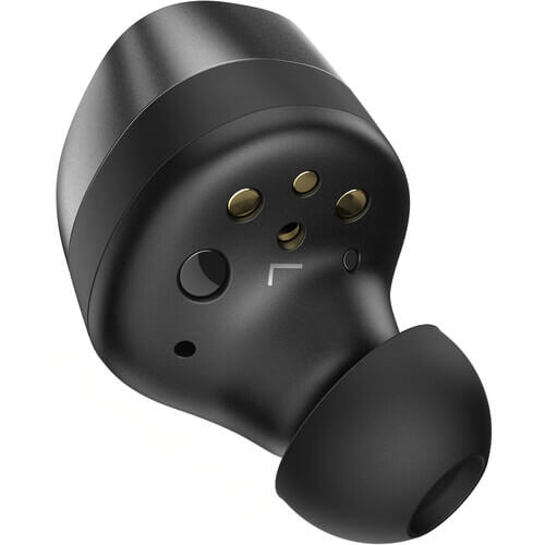 Sennheiser MOMENTUM True Wireless 4 earbuds in black graphite color, featuring adaptive ANC and Bluetooth 5.4 technology.