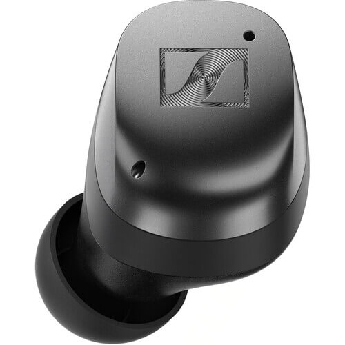 Sennheiser MOMENTUM True Wireless 4 smart earbuds in black graphite color with adaptive ANC and Bluetooth 5.4 technology.