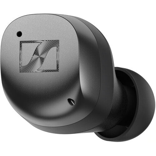 Sennheiser MOMENTUM True Wireless 4 earbuds in black graphite color, featuring adaptive ANC and Bluetooth 5.4 technology.