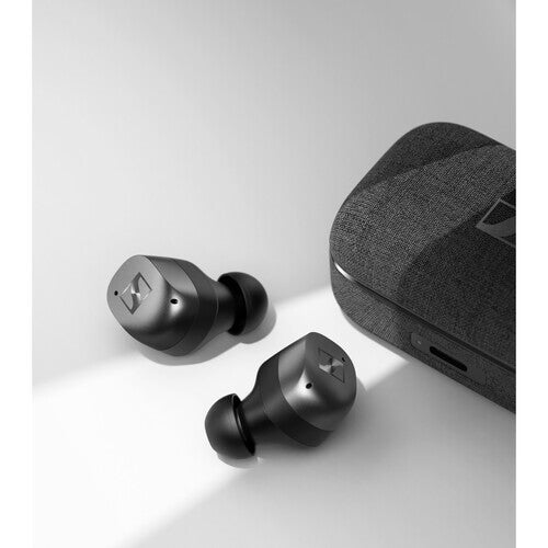 Sennheiser MOMENTUM True Wireless 4 smart earbuds in black graphite with adaptive ANC and Bluetooth 5.4.