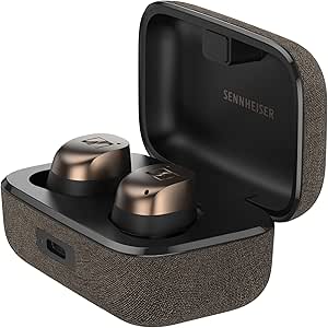 Sennheiser MOMENTUM True Wireless 4 earbuds in Black Copper color, featuring Adaptive ANC and Bluetooth 5.4 technology.