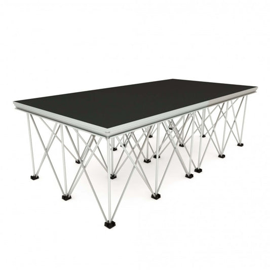 Image of the ALUSTAGE SCA-05 Panther Deck, a silver anode portable stage platform measuring 2x1 meters.
