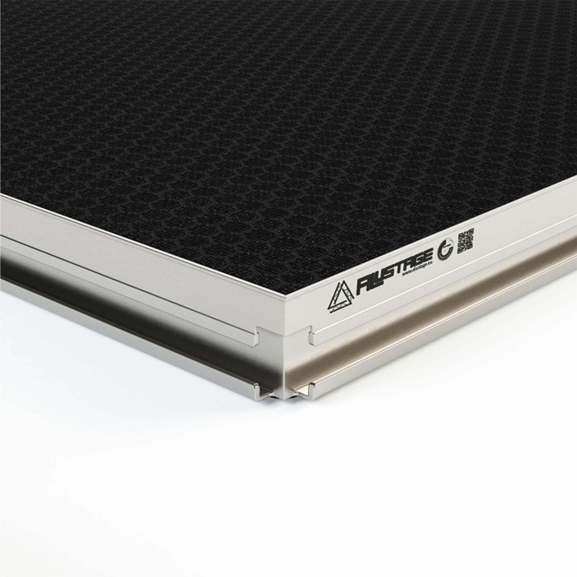 ALUSTAGE SCA-05 Panther Deck Silver Anode portable stage platform, featuring a sleek silver design and dimensions of 2x1m.