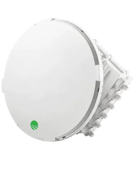 Siklu E-Band 80GHz PTP Link 2Gbps 2ft Dual-Band Antenna with a 5GHz feed, showcasing its design and features.
