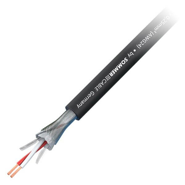 Sommer Cable SC-Source MKII Microphone Cable with a PVC Jacket in black color, showcasing a high-quality audio connection.