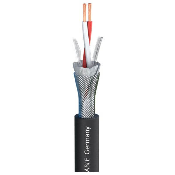 Sommer Cable SC-Source MKII Microphone Cable with a PVC jacket in black color, featuring two 0.25 mm² connectors.