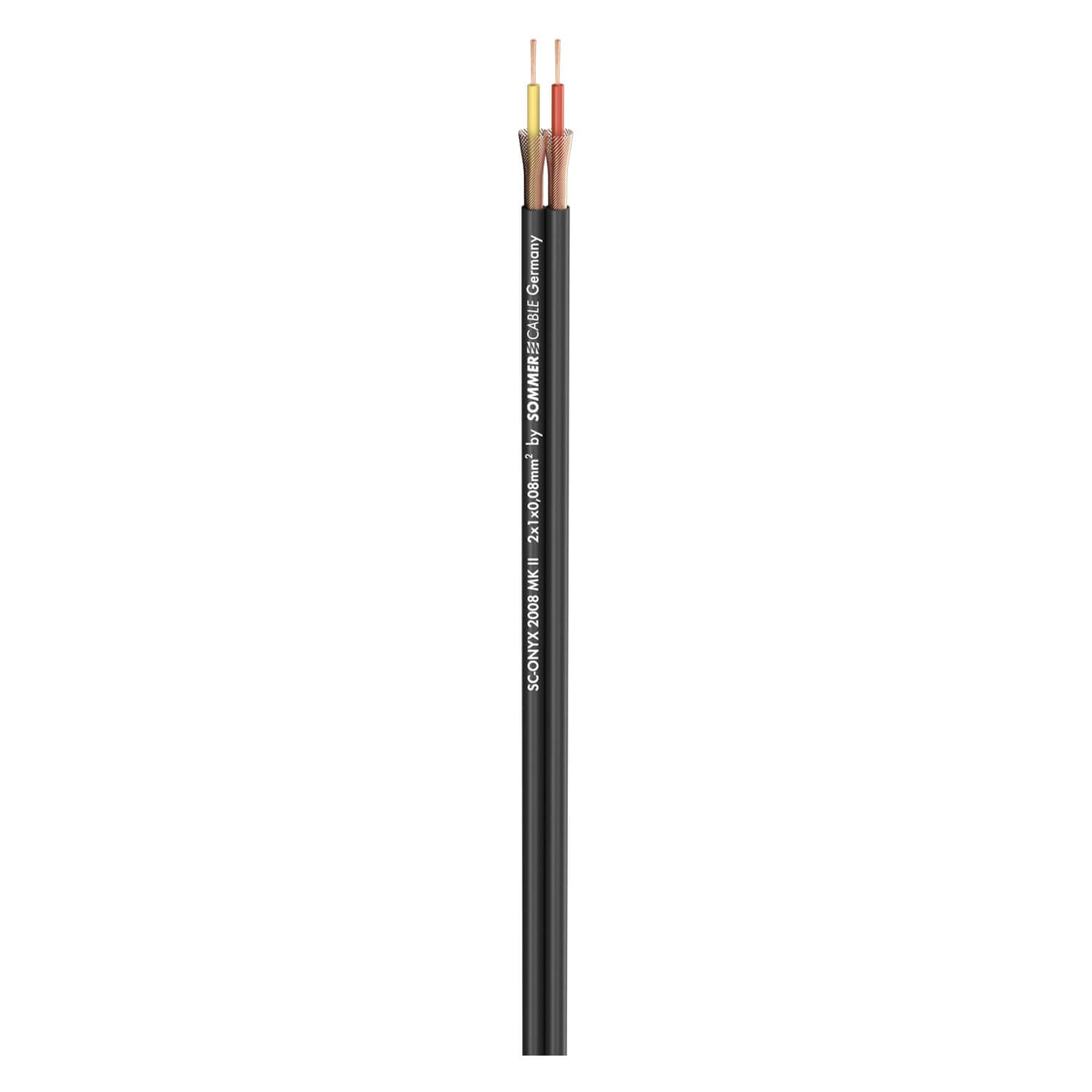 SOMMER CABLE SC-Onyx 2008 Patch & Instrument Cable in black, showcasing its PVC construction and dimensions.