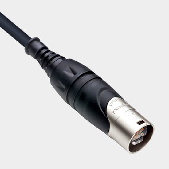 Stage Plus Premade Data Cable in black, 2 meters long, featuring Amphenol AC3MM to AC3F connectors.