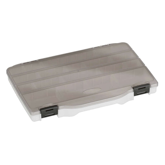 SP PAN 198 Transparent Grey Polypropylene Organiser Box featuring 4 to 20 adjustable compartments, ideal for organizing various items.