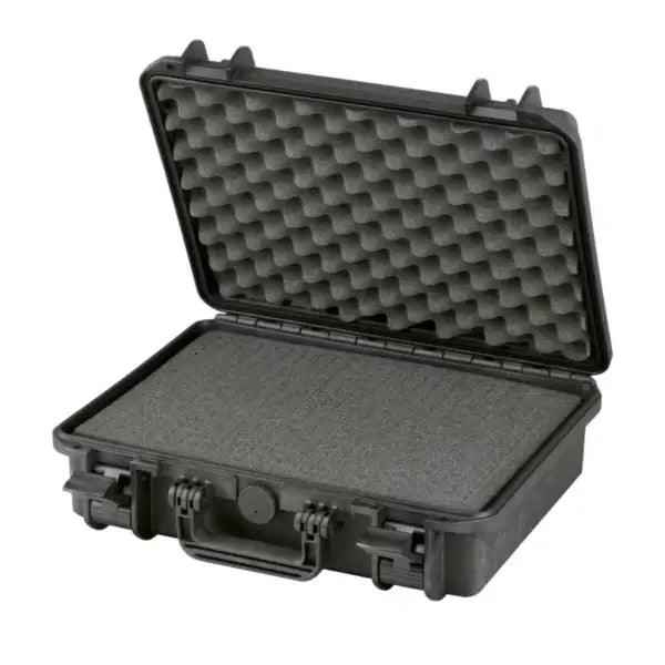 SP PRO 380H115S Black Carry Case featuring cubed foam interior, designed for watertight protection of sensitive equipment.