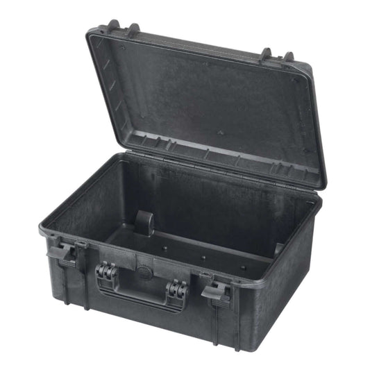 SP PRO 465H220 Black Carry Case with Convoluted Foam, designed to be watertight and IP67 certified, shown empty.