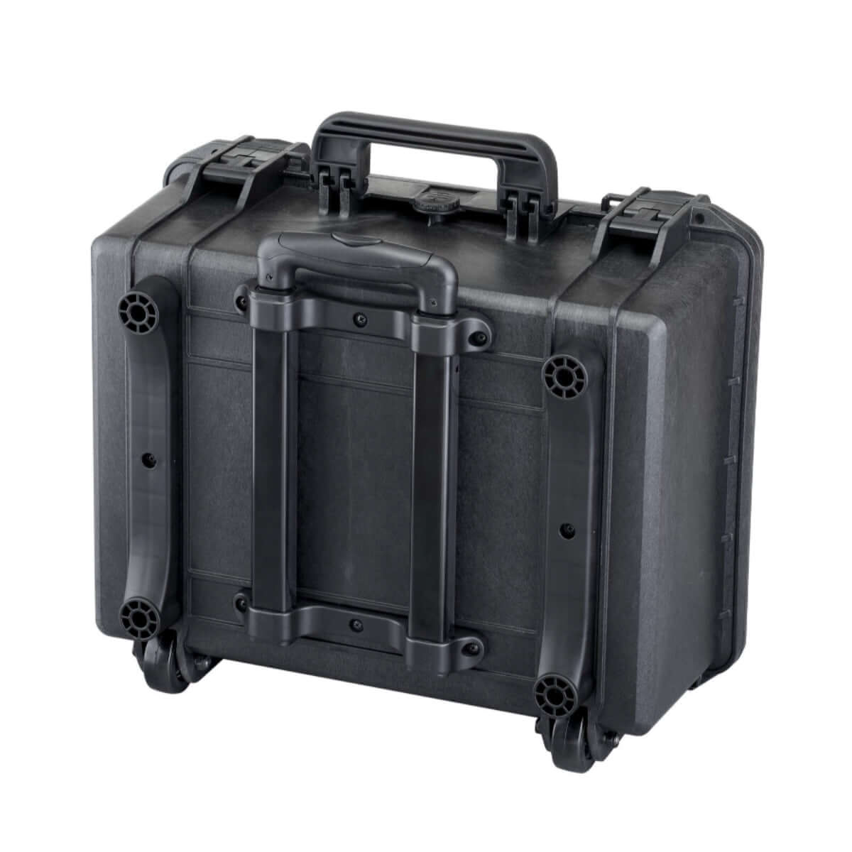 SP PRO 465H220TR Black Trolley Case with Convoluted Foam, designed to be watertight and IP67 certified, shown empty.